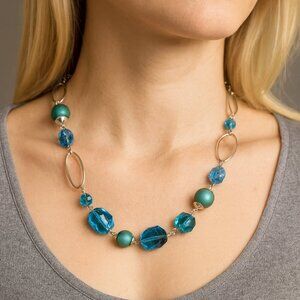 Vintage Silver and Blue Jeweled Necklace